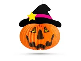 EGYEB Halloween-i tökös lampion - kalapban - akasztható - 26 cm