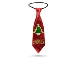 FAMILY Karácsonyi nyakkendő - piros glitteres - 41 x 11 cm