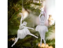 FAMILY Karácsonyi dísz - akril balerina - 14 x 4 x 4 cm - 2 db / csomag