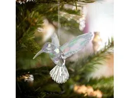 FAMILY Karácsonyi dísz - irizáló, akril kolibri - 95 x 100 x 65 mm