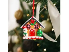 FAMILY Karácsonyi mágneses dekoráció - 2 az 1-ben - mézeskalács házikó hóemberrel - 85 x 75 mm