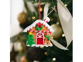 FAMILY Karácsonyi mágneses dekoráció - 2 az 1-ben - mézeskalács házikó mézivel - 85 x 75 mm