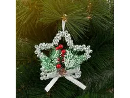 FAMILY Karácsonyi dekoráció - akasztható - ezüst csillag - 10 cm