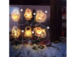 FAMILY Karácsonyi LED-es fényfüzér - gél ablakmatrica - 6 LED - 2 x AA