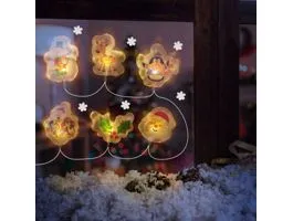 FAMILY Karácsonyi LED-es fényfüzér - gél ablakmatrica - 6 LED - 2 x AA