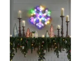 FAMILY Karácsonyi dekoráció - irizáló, színes LED-es hópehely - 32 cm - elemes
