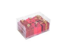 FAMILY Karácsonyfadísz szett - piros ajándék - 4,5 cm - 6 db / szett