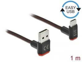 Delock EASY-USB 2.0 kábel A-típusú csatlakozódugó - USB Type-C  csatlakozódugó, ívelt felfelé / lefe (85276)