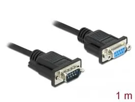 Delock Sub D9-es, null modemű, RS-232 soros kábel, apa-anya, 1 m (86615)