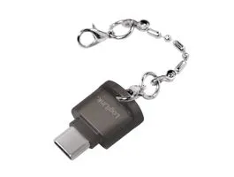 Logilink USB-C - microSD-kártyaolvasó, kulcstartó, szürke (CR0039)