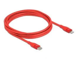 Delock 86635 2m USB-C - Lightning iPhone/iPad/iPod kompatibilis piros MFi adat- és töltőkábel