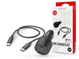 HAMA szivargyújtó töltő adapter USB + Type-C bemenettel + Type-C - Type-C kábel - 32W - HAMA Car Charger Kit with USB-C/