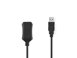 NEDIS Aktív USB-kábel USB 2.0 USB-A Dugasz USB-A Aljzat 480 Mbps 20.0 m Kerek Nikkelezett PVC Réz Label (CCGL60EXTBK200)