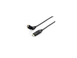 Equip Kábel - 119362 (HDMI2.0 kábel apa/apa, 4K/60Hz, aranyozott, forgatható csatlakozók, fekete, 2m)