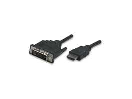 Manhattan Kábel - HDMI to DVI ( 3m, HDMI 19 pin - DVI-D Dual Link, Fekete)