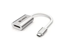 Sandberg Kábel Átalakító - USB-C to DisplayPort Link (ezüst, USB-C bemenet - DisplayPort kimenet, Aluminium)