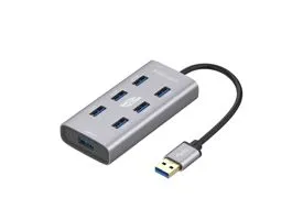 Promate USB Hub - EZHUB 7 (USB-A 7in1 HUB, 7xUSB 3.0, adapter, szürke)