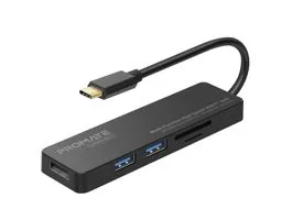 Promate USB Hub - LINKHUB C (USB-C 5in1 HUB, 1x4K HDMI, 2xUSB 3.0, SD,mSD, fekete)