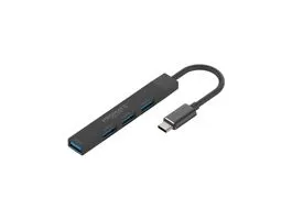 Promate USB Hub - LITEHUB 4 (USB-C 4in1 HUB, 1xUSB 2.0, 3xUSB 3.0, adapter, fekete)
