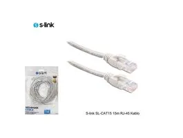 S-link Kábel - SL-CAT15 (UTP patch kábel, CAT5e, szürke, 15m)