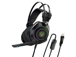 Vertux Fejhallgató - BOGOTA (50mm driver, hangerőszabályzó, flexibilis mikrofon, USB 3.0, RGB LED, fekete)