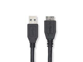 NEDIS USB kábel USB 3.2 Gen 1 USB-A Dugasz USB Micro-B Dugasz 5 Gbps Nikkelezett 0.50 m Kerek PVC Fekete Label (CCGL6150