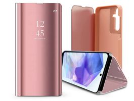 Smart Clear View oldalra nyíló flipes tok - Samsung SM-A556 Galaxy A55 -    rózsaszín