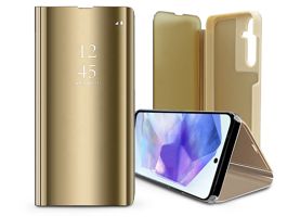 Smart Clear View oldalra nyíló flipes tok - Samsung SM-A556 Galaxy A55 - arany