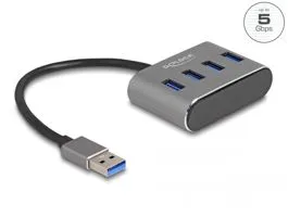 Delock 4 portos USB 3.2 Gen 1 hub USB Type-A csatlakozóval   USB Type-A portok a tetején (63190)