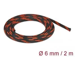 Delock Fonott kábelharisnya nyújtható 2 m x 6 mm fekete-piros (20738)