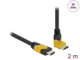 Delock High Speed HDMI kábel egyenes csatlakozódugóval - csatlakozódugóval 90  ívelt felfelé 48 Gbps (86989)
