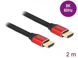 Delock Ultra nagy sebességű HDMI kábel 48 Gbps 8K 60 Hz piros 2 m tanúsítvánnyal (85774)
