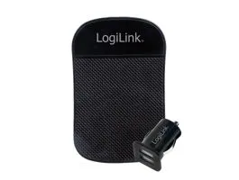 Logilink USB 2-port autós töltőkészlet, csúszásgátló szőnyeggel, fekete (PA0118)