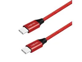 Logilink USB 2.0 Type-C kábel, C/M-C/M, fém, szövet, 1 m (CU0156)