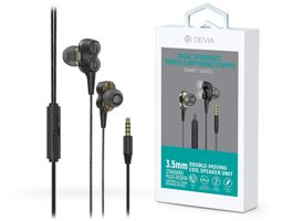 Devia univerzális sztereó felvevős fülhallgató - 3,5 mm jack - Devia Smart   Series Dual Speakers Wired Earphone - feket