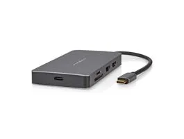NEDIS USB Többportos Adapter USB 3.2 Gen 1 USB-C Dugasz Micro SD / RJ45 Aljzat / SD / USB-C Aljzat / 2x HDMI / 2x USB-A