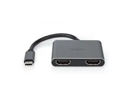 NEDIS USB-C Adapter USB 3.2 Gen 1 USB-C Dugasz 2x HDMI 4K@30Hz 0.10 m Kerek Nikkelezett PVC Fekete Doboz (CCGB64670BK01)