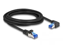 Delock RJ45 hálózati kábel Cat.6A S/FTP egyenes / jobbra hajló 3 m fekete (80224)