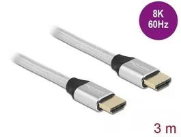 Delock Ultra nagy sebességű HDMI kábel 48 Gbps 8K 60 Hz ezüst 3 m tanúsítvánnyal (85368)