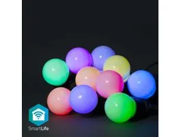 NEDIS SmartLife Dekoratív Lámpák Party LED füzér Wi-Fi Fehér / RGB 10 db. LED 9.00 m Android Izzó átmérő: 50 mm (WIFILP0
