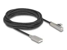 Delock Kábel USB 2.0 A-típusú apa - USB Type-C  apa hajlított, LED fénnyel és gyors töltő funkcióval 60 W 3 m (80768)