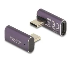 Delock USB Adapter 40 Gbps USB Type-C  PD 3.1 240 W csatlakozódugóval - csatlakozóhüvellyel, elforgatott ívelt bal / job