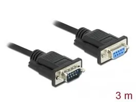 Delock Sub-D9-es, RS-232 soros kábel, apa-anya, 3 m (86584)