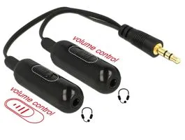 Delock Adapter Kábel audio splitter stereo jack apa 3.5 mm 3 pin  2 x stereo jack anya 3.5 mm (65683)