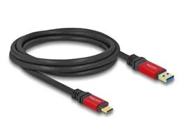 Delock USB 10 Gbps kábel USB A-típusú apa - USB Type-C  apa 2 m piros fém (80618)