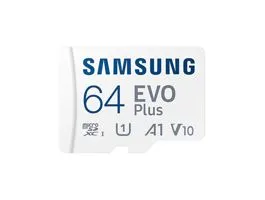 Samsung MicroSD kártya - 64GB MB-MC64SA/EU (EVO PLUS, microSDXC, UHS-I, R160, adapter, 64GB)