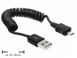 Delock 83162 USB 2.0-A male - Micro USB-B apa spirál kábel