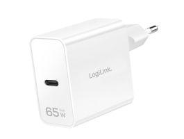 Logilink USB-C GaN hálózati adapter, 65W, PD+QC 3.0, okostelefonokhoz, táblagépekhez és laptopokhoz, fehér (PA0294)