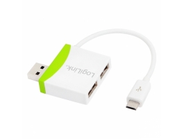 Logilink USB 2.0 Hub 2-port with USB Micro cable White/Green