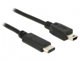 Delock 1m USB Type-C 2.0 apa - USB 2.0 mini-B típusú apa fekete kábel (83603)